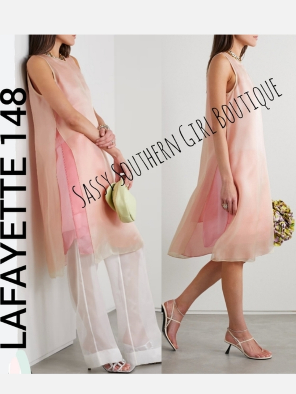 🆕⭐ LAFAYETTE 148 Pink silk organza layered dress